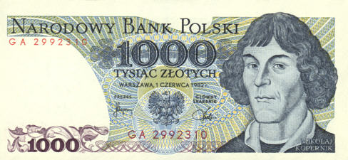 1000 Zloty: front (click for larger image, 129k)