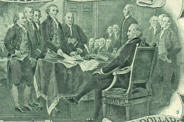 R&uuml;ckseite: The Declaration of Independence von John Trumbull (gr&ouml;&szlig;eres Bild 106k)