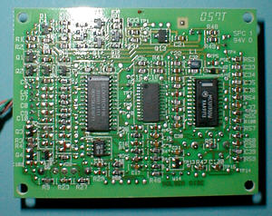 Logitech M-RC44 Cordless MouseMan Pro: underside of the receiver's board (click for larger image, 119k)