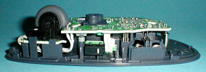 Logitech M-RK53 Cordless MouseMan Wheel: open mouse: side view (click for larger image, 43k)